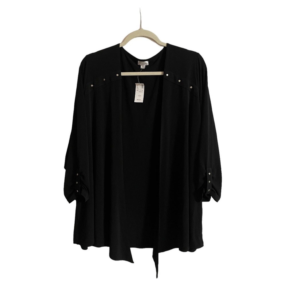 Avenue VIP Black Knit 3/4 Sleeve Shrug Size 18/20 NWT